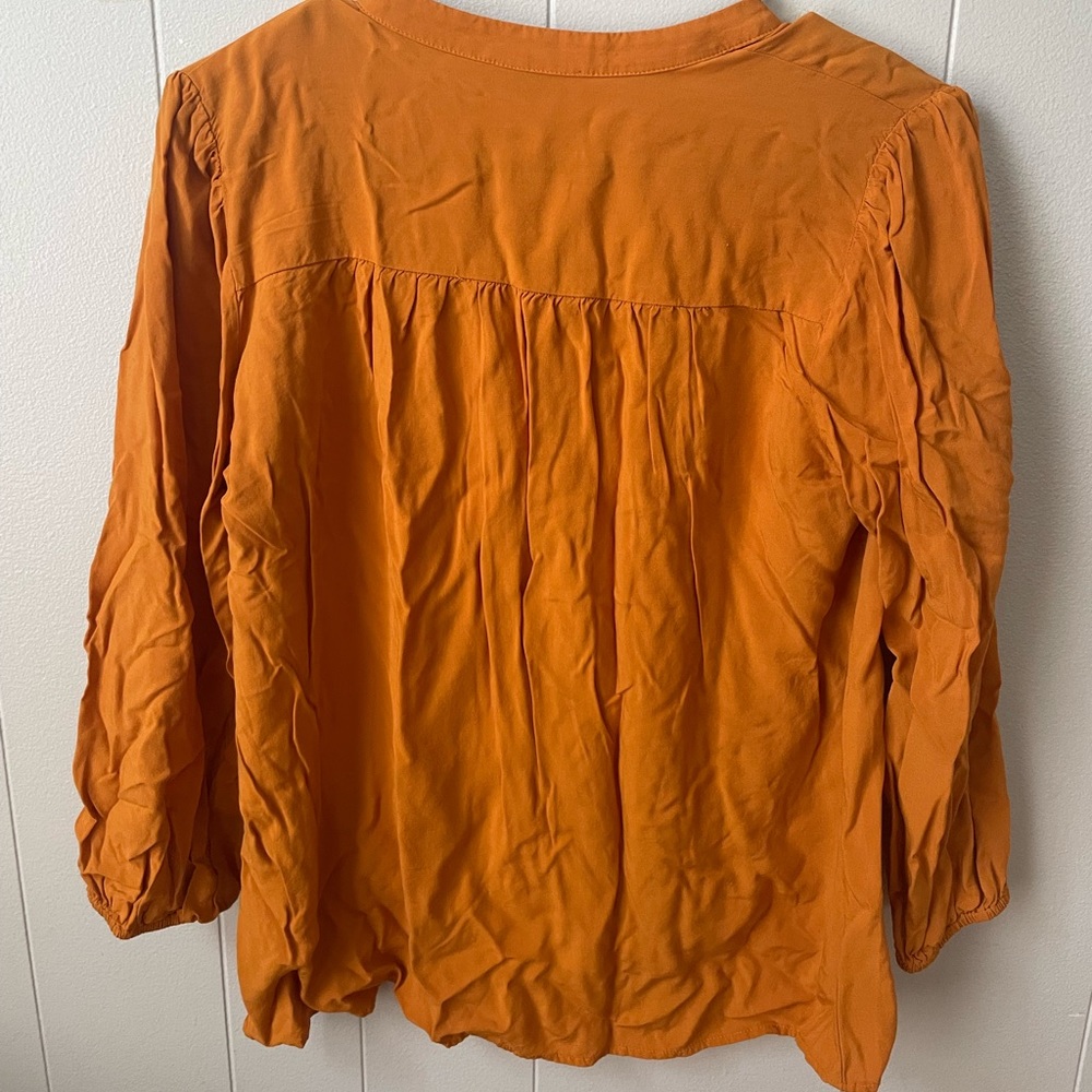 Loft Burnt Orange Small Button Down Long Sleeve - image 2